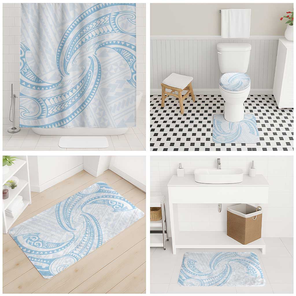 White Sunday Lotu Tamaiti Bathroom Set Polynesian Wave Pastel Sky Blue LT9 - Polynesian Pride