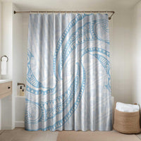 White Sunday Lotu Tamaiti Bathroom Set Polynesian Wave Pastel Sky Blue LT9 Shower Curtain Only Blue - Polynesian Pride