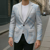 White Sunday Lotu Tamaiti Blazer Polynesian Wave Pastel Sky Blue - Polynesian Pride