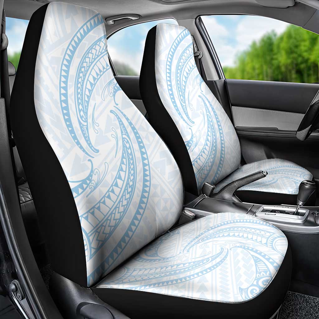 White Sunday Lotu Tamaiti Car Seat Cover Polynesian Wave Pastel Sky Blue - Polynesian Pride