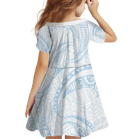 White Sunday Lotu Tamaiti Family Matching Off Shoulder Maxi Dress and Hawaiian Shirt Polynesian Wave Pastel Sky Blue LT9 - Polynesian Pride