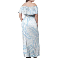 White Sunday Lotu Tamaiti Family Matching Off Shoulder Maxi Dress and Hawaiian Shirt Polynesian Wave Pastel Sky Blue LT9 - Polynesian Pride