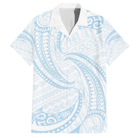 White Sunday Lotu Tamaiti Family Matching Short Sleeve Bodycon Dress and Hawaiian Shirt Polynesian Wave Pastel Sky Blue LT9 Dad's Shirt - Short Sleeve Blue - Polynesian Pride
