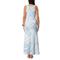 White Sunday Lotu Tamaiti Family Matching Tank Maxi Dress and Hawaiian Shirt Polynesian Wave Pastel Sky Blue LT9 - Polynesian Pride