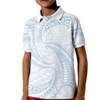 White Sunday Lotu Tamaiti Kid Polo Shirt Polynesian Wave Pastel Sky Blue LT9 Kid Blue - Polynesian Pride