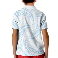 White Sunday Lotu Tamaiti Kid Polo Shirt Polynesian Wave Pastel Sky Blue LT9 - Polynesian Pride