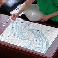 White Sunday Lotu Tamaiti Puzzle Polynesian Wave Pastel Sky Blue - Polynesian Pride