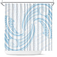 White Sunday Lotu Tamaiti Shower Curtain Polynesian Wave Pastel Sky Blue LT9 Blue - Polynesian Pride