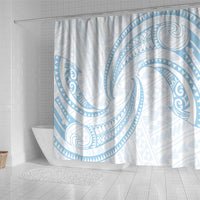 White Sunday Lotu Tamaiti Shower Curtain Polynesian Wave Pastel Sky Blue LT9 - Polynesian Pride