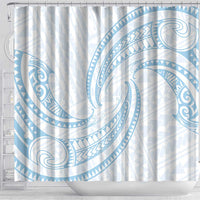 White Sunday Lotu Tamaiti Shower Curtain Polynesian Wave Pastel Sky Blue LT9 - Polynesian Pride