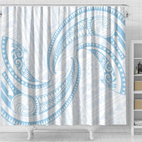 White Sunday Lotu Tamaiti Shower Curtain Polynesian Wave Pastel Sky Blue LT9 - Polynesian Pride