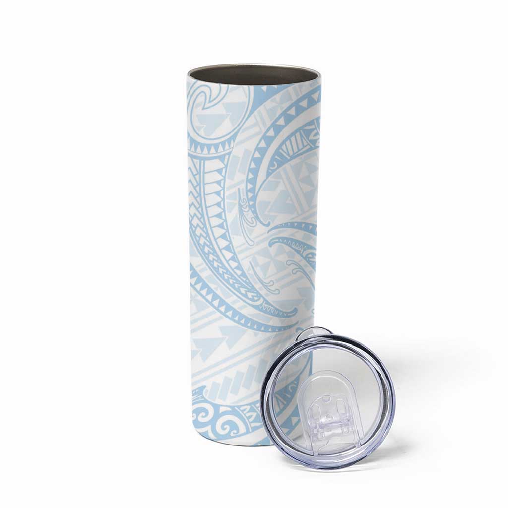 White Sunday Lotu Tamaiti Skinny Tumbler Polynesian Wave Pastel Sky Blue LT9 - Polynesian Pride