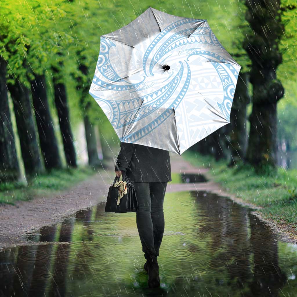 White Sunday Lotu Tamaiti Umbrella Polynesian Wave Pastel Sky Blue - Polynesian Pride