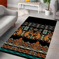 Black Batik Papua-inspired Pattern Area Rug LT9 - Polynesian Pride