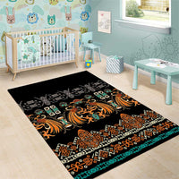 Black Batik Papua-inspired Pattern Area Rug LT9 - Polynesian Pride