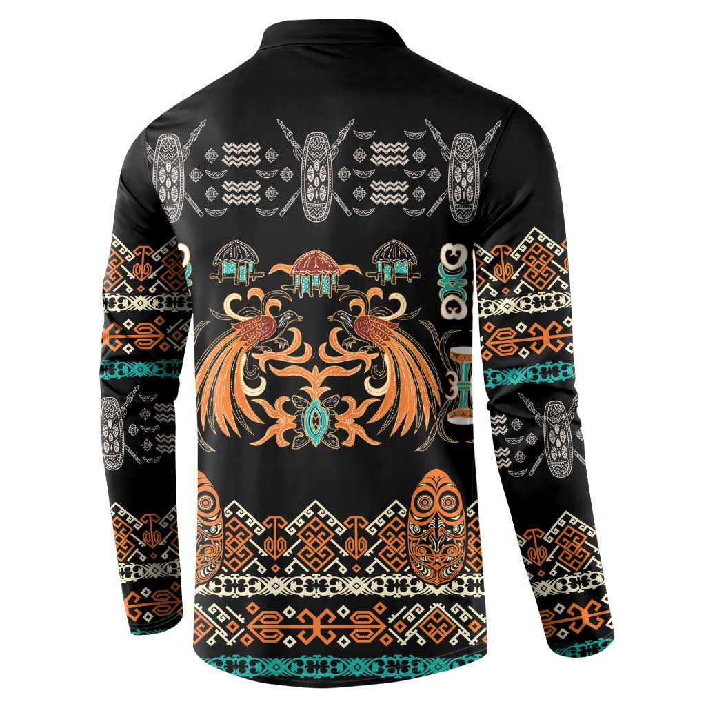 Black Batik Papua-inspired Pattern Button Sweatshirt - Polynesian Pride