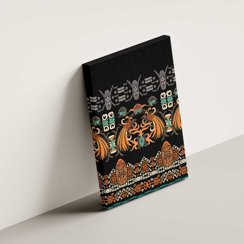 Black Batik Papua-inspired Pattern Canvas Wall Art - Polynesian Pride
