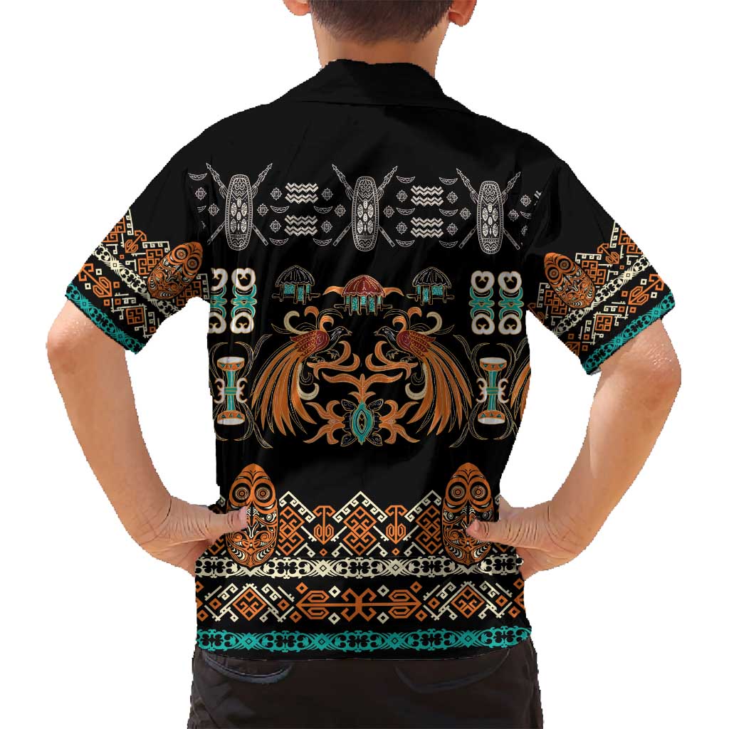 Black Batik Papua-inspired Pattern Family Matching Long Sleeve Bodycon Dress and Hawaiian Shirt LT9 - Polynesian Pride