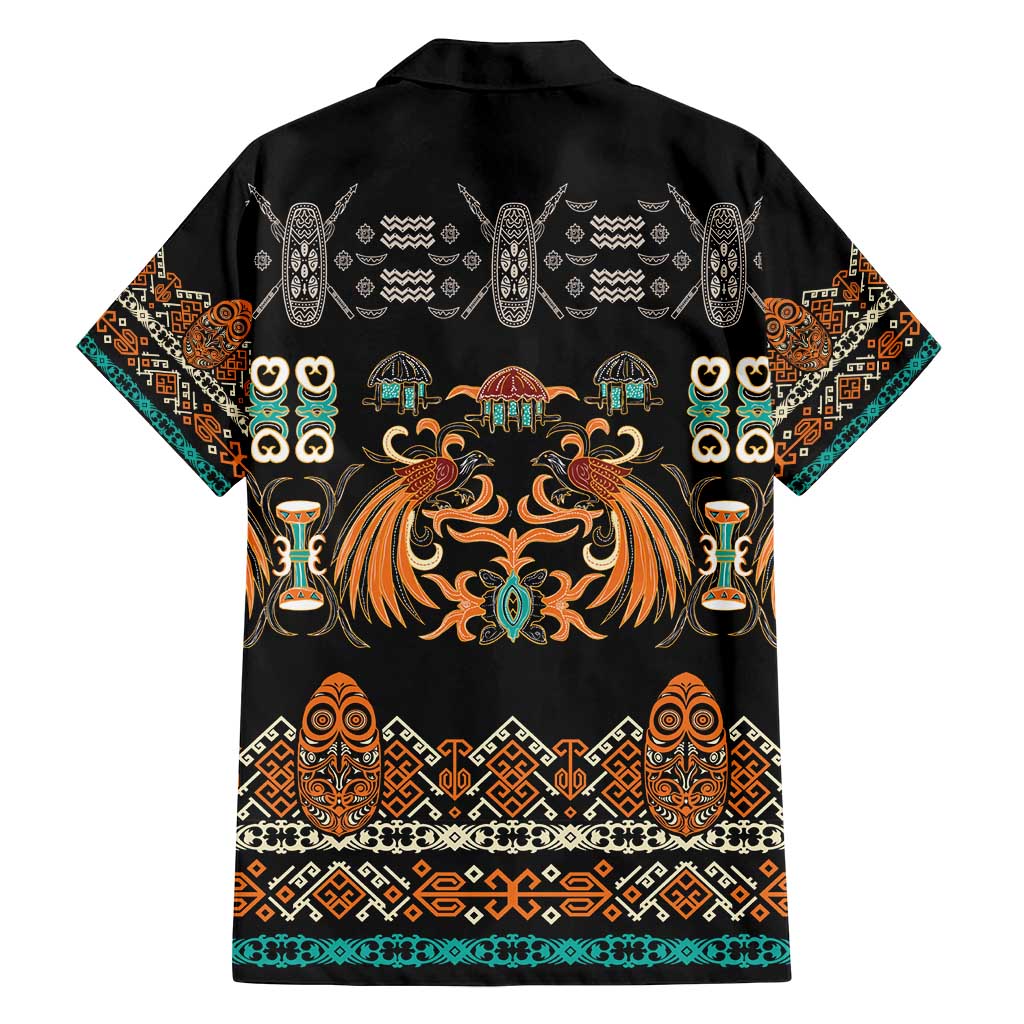 Black Batik Papua-inspired Pattern Family Matching Long Sleeve Bodycon Dress and Hawaiian Shirt LT9 - Polynesian Pride