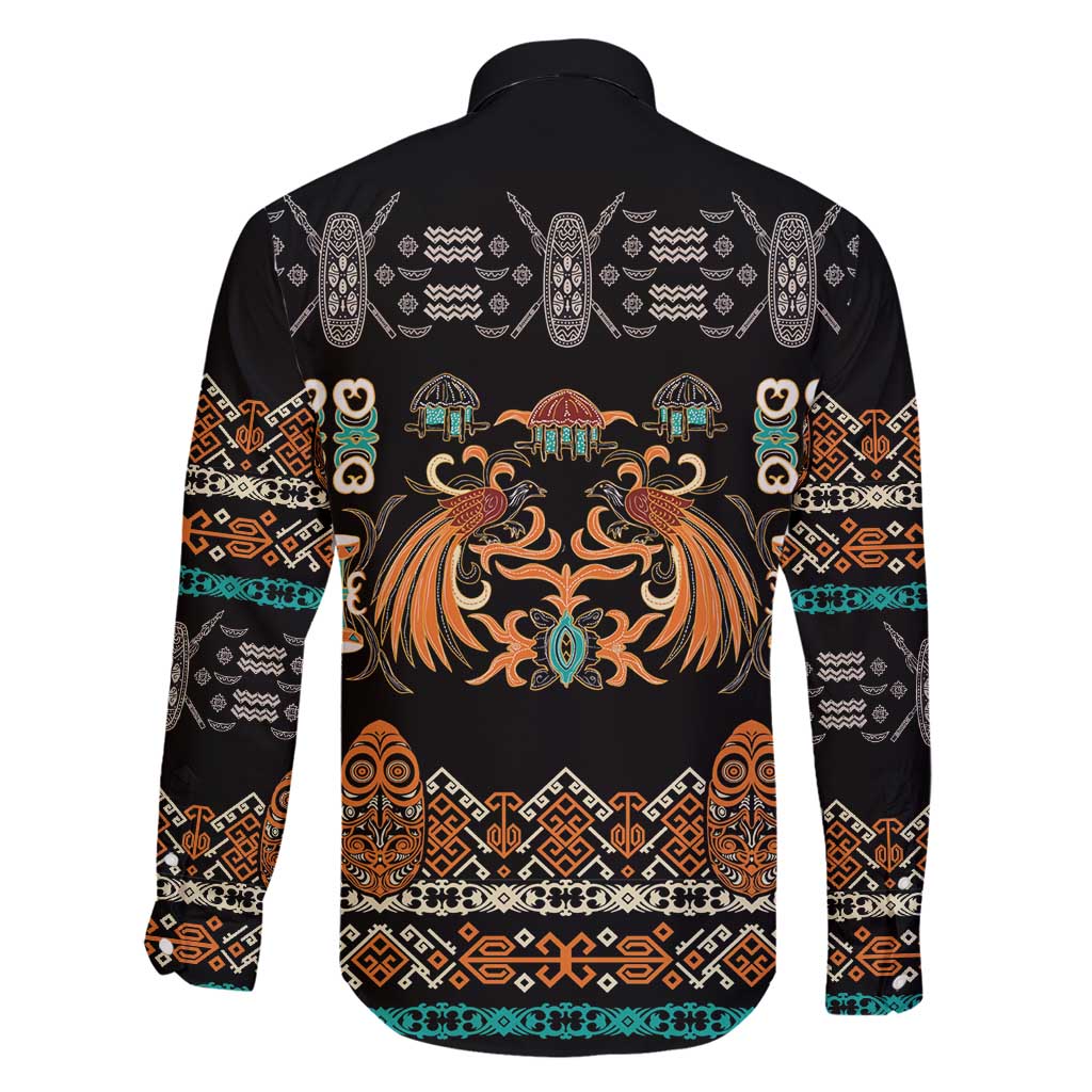 Black Batik Papua-inspired Pattern Family Matching Long Sleeve Bodycon Dress and Hawaiian Shirt LT9 - Polynesian Pride