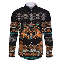 Black Batik Papua-inspired Pattern Family Matching Off The Shoulder Long Sleeve Dress and Hawaiian Shirt LT9 Dad's Shirt - Long Sleeve Black - Polynesian Pride