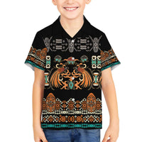 Black Batik Papua-inspired Pattern Family Matching Off The Shoulder Long Sleeve Dress and Hawaiian Shirt LT9 Son's Shirt Black - Polynesian Pride