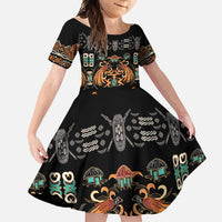 Black Batik Papua-inspired Pattern Family Matching Off Shoulder Maxi Dress and Hawaiian Shirt - Polynesian Pride