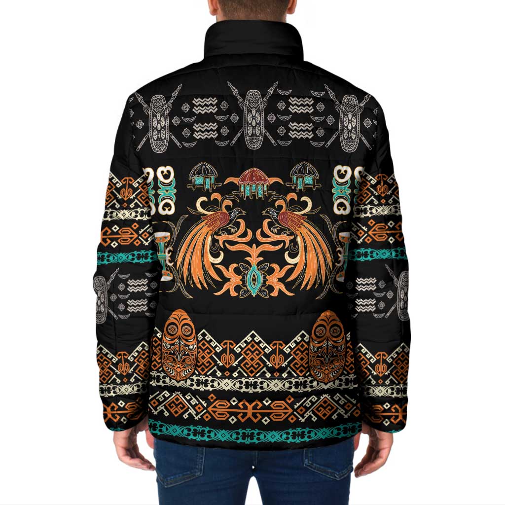 Black Batik Papua-inspired Pattern Padded Jacket - Polynesian Pride