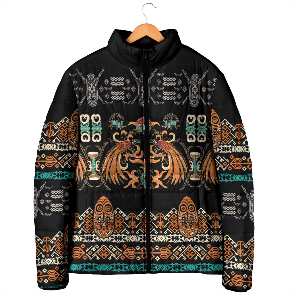 Black Batik Papua-inspired Pattern Padded Jacket - Polynesian Pride