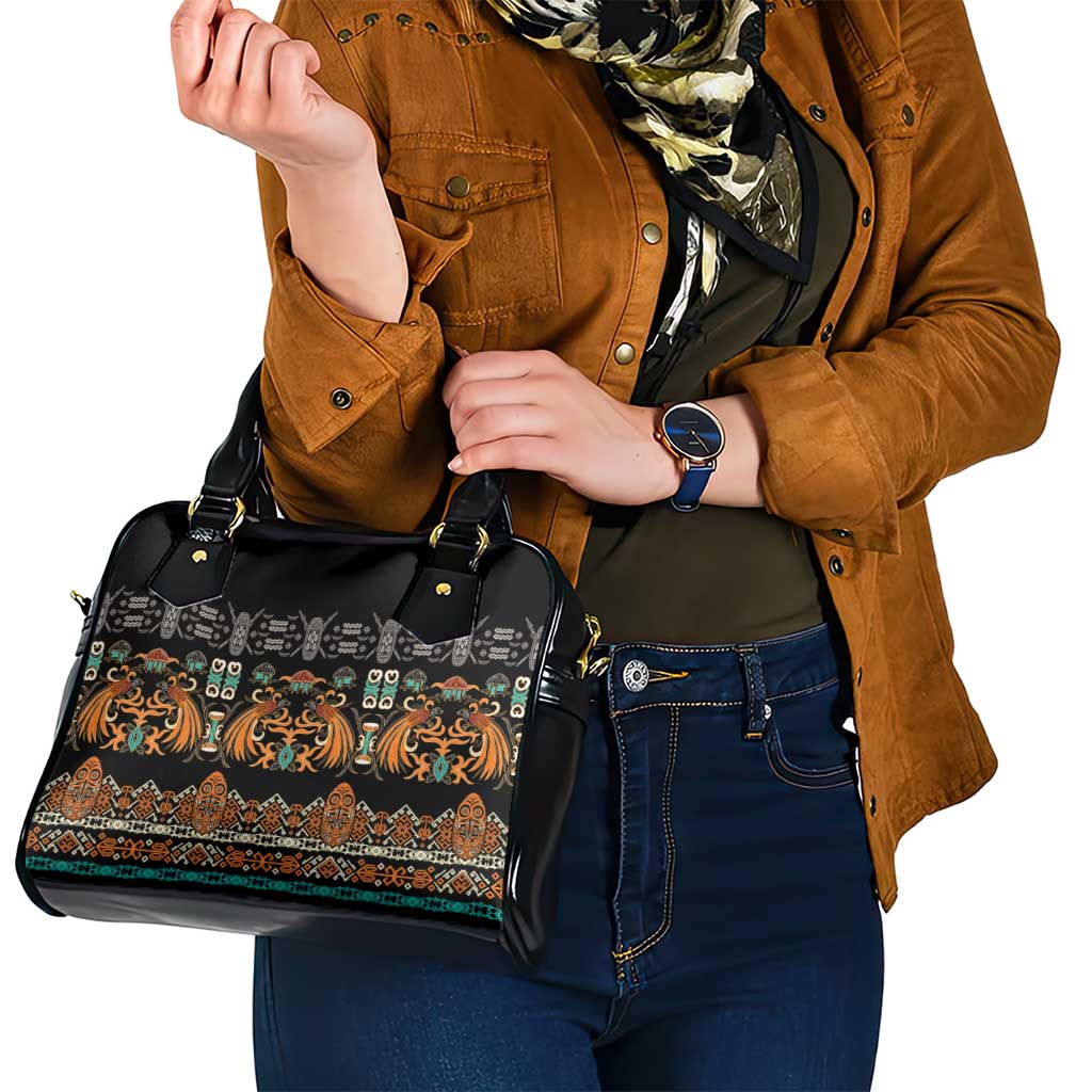 Black Batik Papua-inspired Pattern Shoulder Handbag - Polynesian Pride