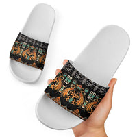 Black Batik Papua-inspired Pattern Slide Sandals - Polynesian Pride