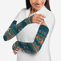 Dark Cyan Blue Batik Papua-inspired Pattern Arm Sleeves - Polynesian Pride