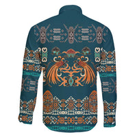 Dark Cyan Blue Batik Papua-inspired Pattern Family Matching Long Sleeve Bodycon Dress and Hawaiian Shirt LT9 - Polynesian Pride
