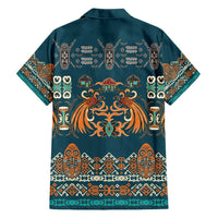 Dark Cyan Blue Batik Papua-inspired Pattern Family Matching Short Sleeve Bodycon Dress and Hawaiian Shirt LT9 - Polynesian Pride
