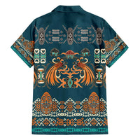Dark Cyan Blue Batik Papua-inspired Pattern Family Matching Tank Maxi Dress and Hawaiian Shirt LT9 - Polynesian Pride