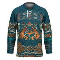 Dark Cyan Blue Batik Papua-inspired Pattern Hockey Jersey - Polynesian Pride