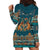 Dark Cyan Blue Batik Papua-inspired Pattern Hoodie Dress - Polynesian Pride