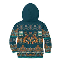 Dark Cyan Blue Batik Papua-inspired Pattern Kid Hoodie LT9 - Polynesian Pride