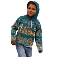 Dark Cyan Blue Batik Papua-inspired Pattern Kid Hoodie LT9 - Polynesian Pride