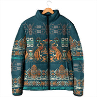 Dark Cyan Blue Batik Papua-inspired Pattern Padded Jacket - Polynesian Pride