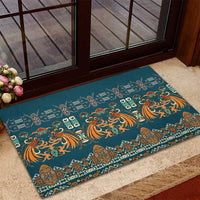 Dark Cyan Blue Batik Papua-inspired Pattern Rubber Doormat - Polynesian Pride