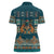 Dark Cyan Blue Batik Papua-inspired Pattern Women Polo Shirt - Polynesian Pride