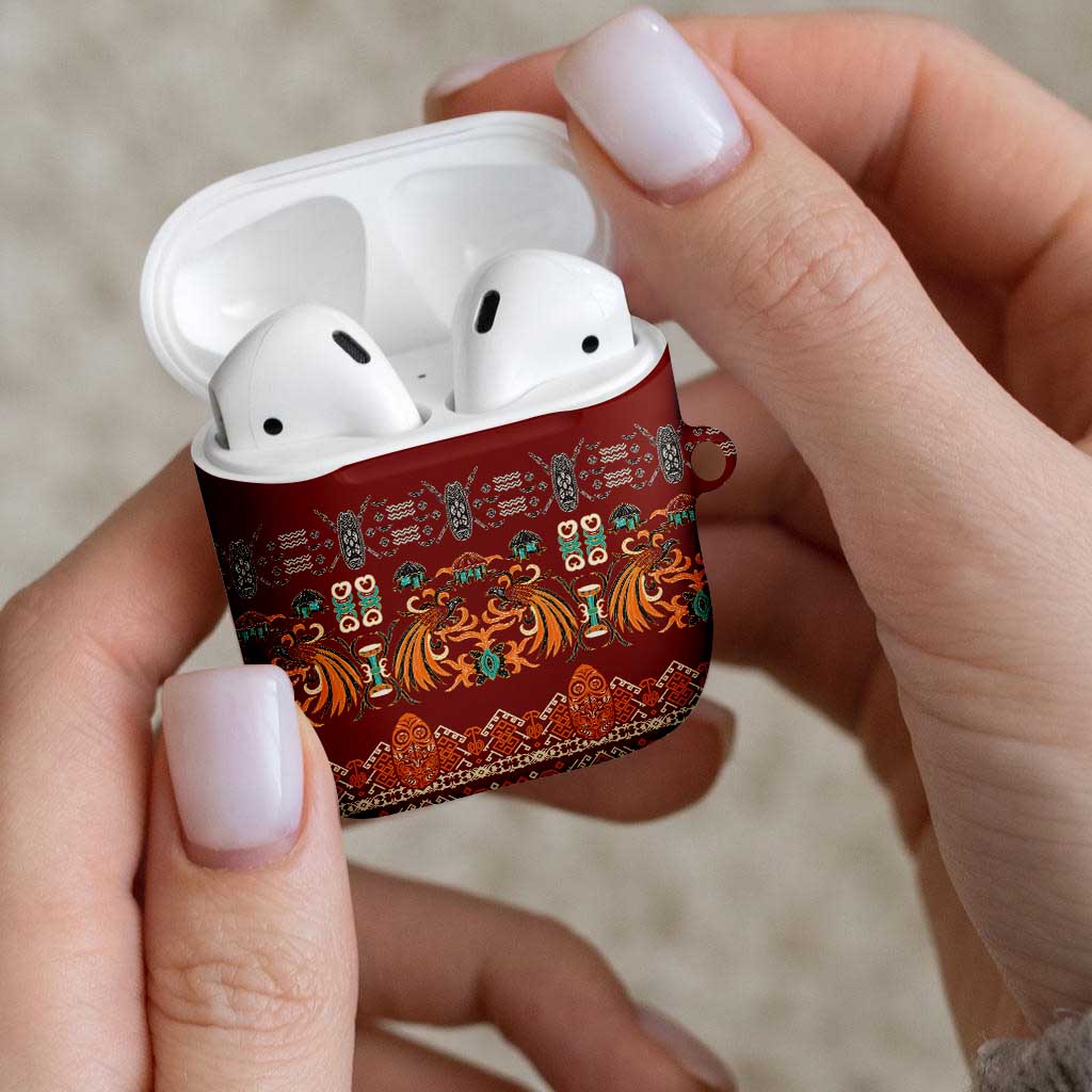 Oxblood Batik Papua-inspired Pattern AirPods Case - Polynesian Pride