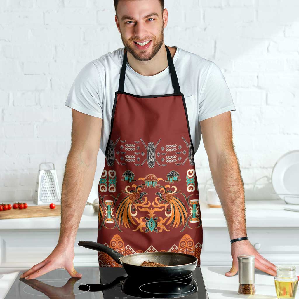 Oxblood Batik Papua-inspired Pattern Apron - Polynesian Pride