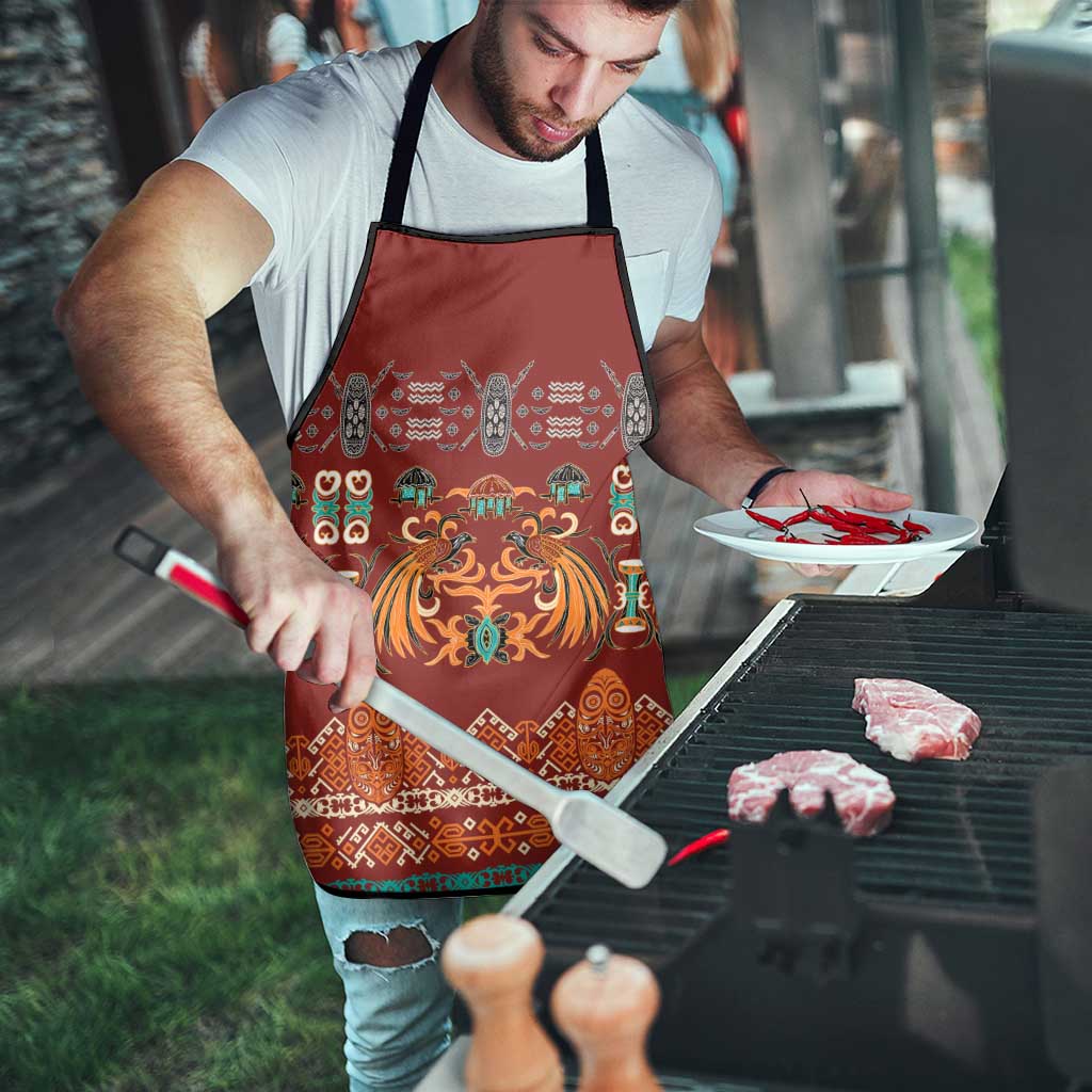 Oxblood Batik Papua-inspired Pattern Apron - Polynesian Pride