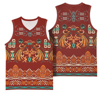 Oxblood Batik Papua-inspired Pattern Basketball Jersey - Polynesian Pride