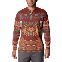 Oxblood Batik Papua-inspired Pattern Button Sweatshirt - Polynesian Pride