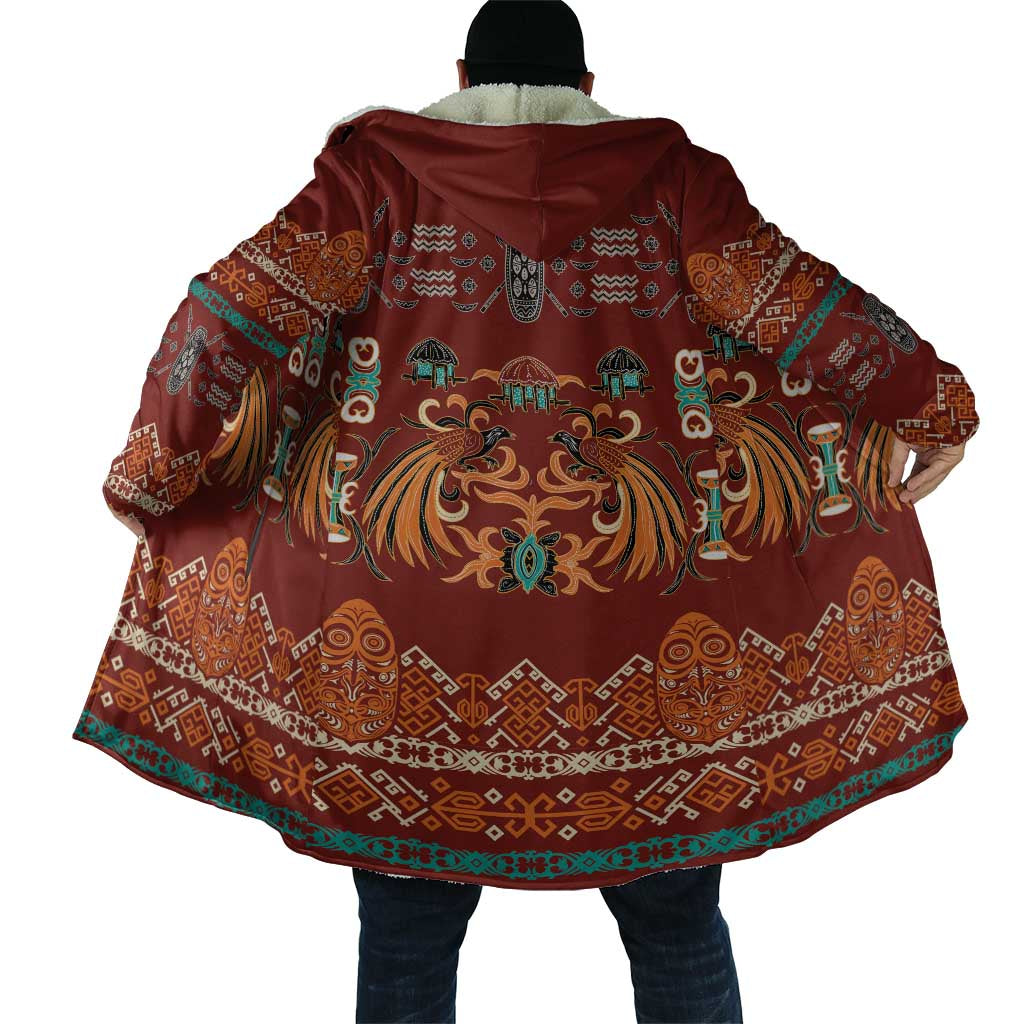 Oxblood Batik Papua-inspired Pattern Cloak - Polynesian Pride