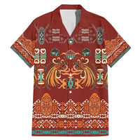 Oxblood Batik Papua-inspired Pattern Family Matching Mermaid Dress and Hawaiian Shirt LT9 Dad's Shirt - Short Sleeve Red - Polynesian Pride