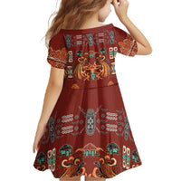 Oxblood Batik Papua-inspired Pattern Family Matching Off The Shoulder Long Sleeve Dress and Hawaiian Shirt LT9 - Polynesian Pride